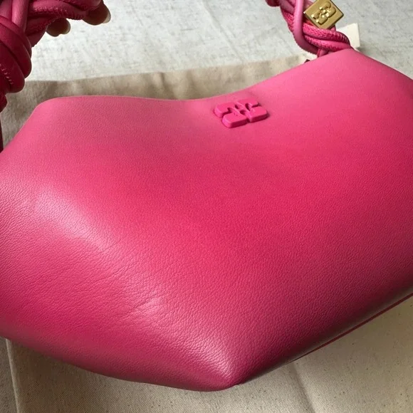 NWT GANNI Bou Bag Mini Gradient in Hot Pink Leather Crossbody - Picture 8 of 16